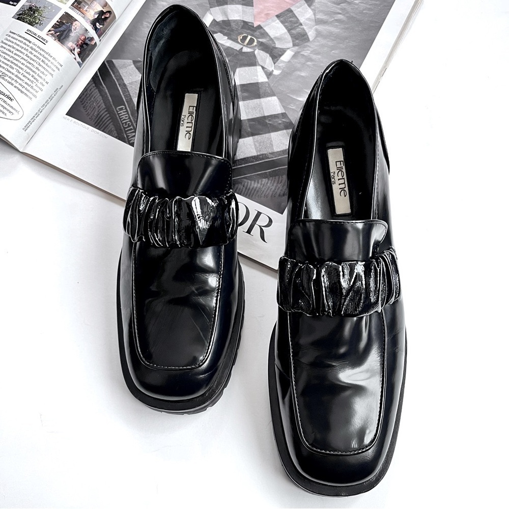 Elleme Paris Grunge Women's Chouchou Square Toe Black Loafers Size 38.5 US 8.5